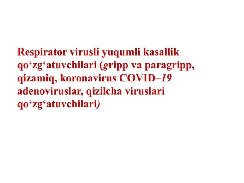 O'tkir respirator virusli infeksiyalar(O’RVI) 1