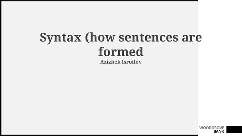 Fundamentals of Syntax 1