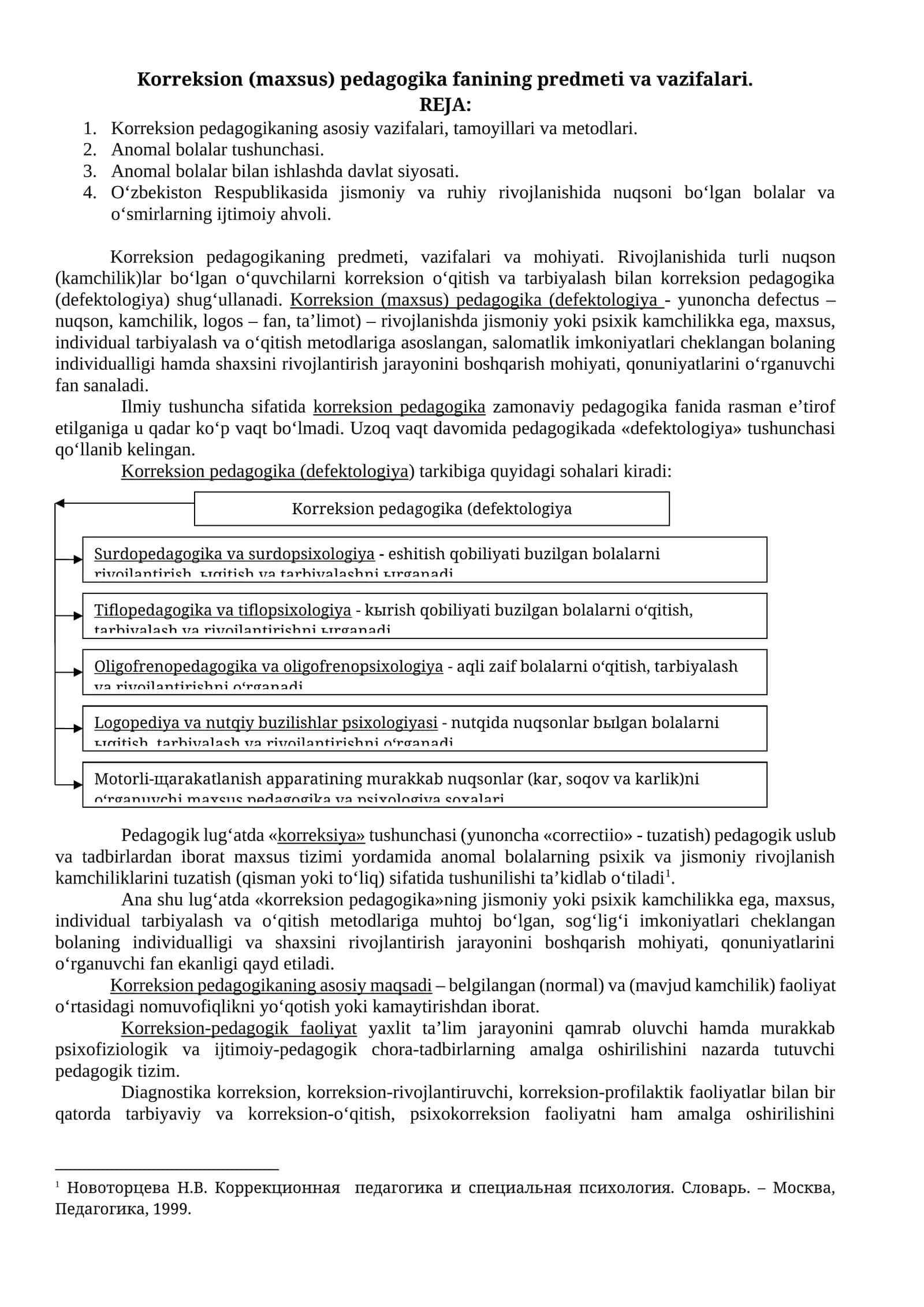 Korreksion (maxsus) pedagogika fanining predmeti va vazifalari 1