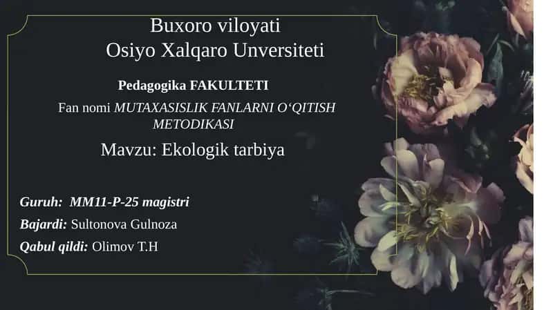 MUTAXASISLIK FANLARNIO‘QITISH METODIKASI 1