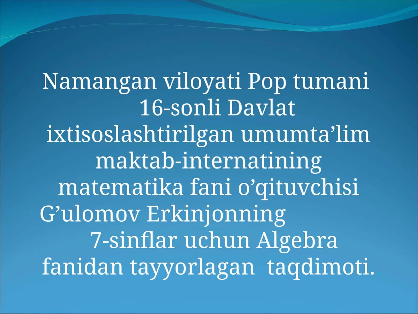 Masalalarni tenglamalar yordamida yechish 1