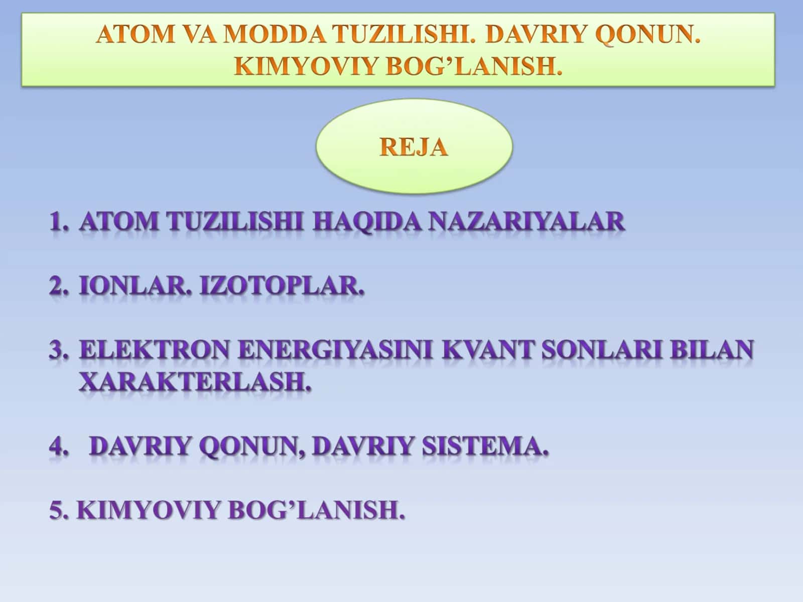 ATOM TUZILISHI HAQIDA NAZARIYALAR 1