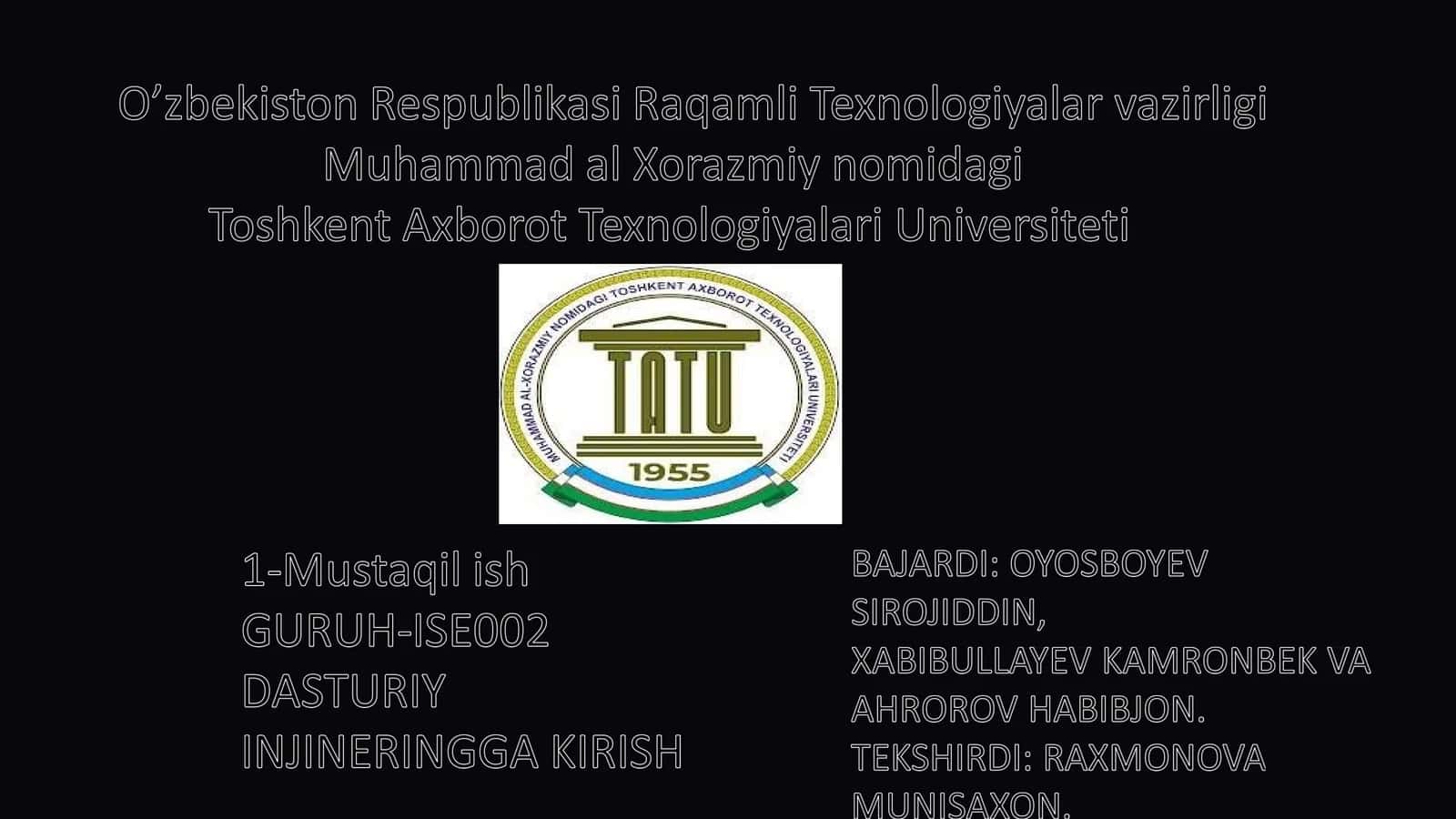 Yangi Paydo Bo‘layotgan Axborot Texnologiyalari va Modellashtirishga Kirish 1