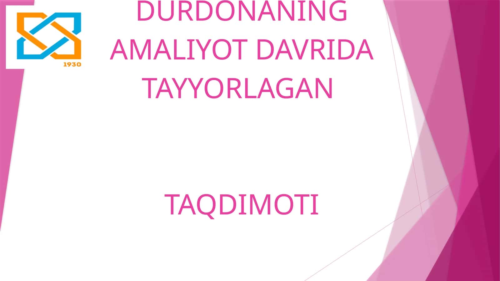 BUXORO DAVLATTABIIY FANLAR VA AGROBIOTEXNOLOGIYA FAKULTETI2.2 EKO-21BAXSHULLAYEVA DURDONANINGAMALIYOT DAVRIDA TAYYORLAGANTAQDIMOTI 1