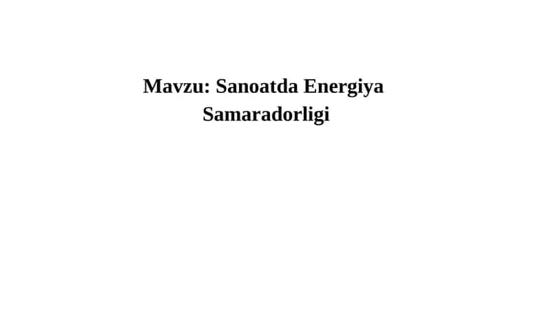 Sanoatda Energiya Samaradorligi 1