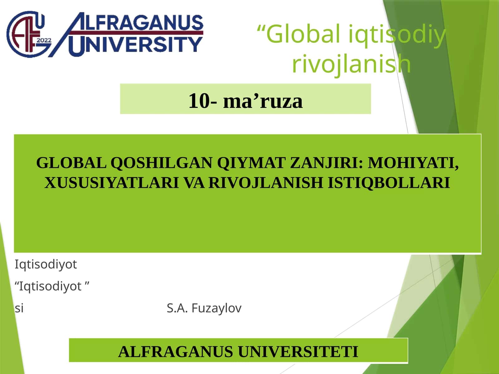 GLOBAL QOSHILGAN QIYMAT ZANJIRI: MOHIYATI, XUSUSIYATLARI VA RIVOJLANISH ISTIQBOLLARI 1