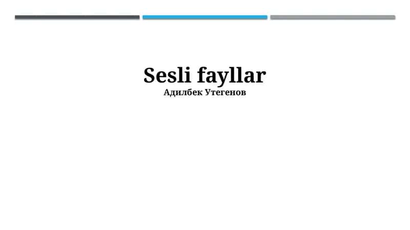 Audi fayllarining tu'rleri 1