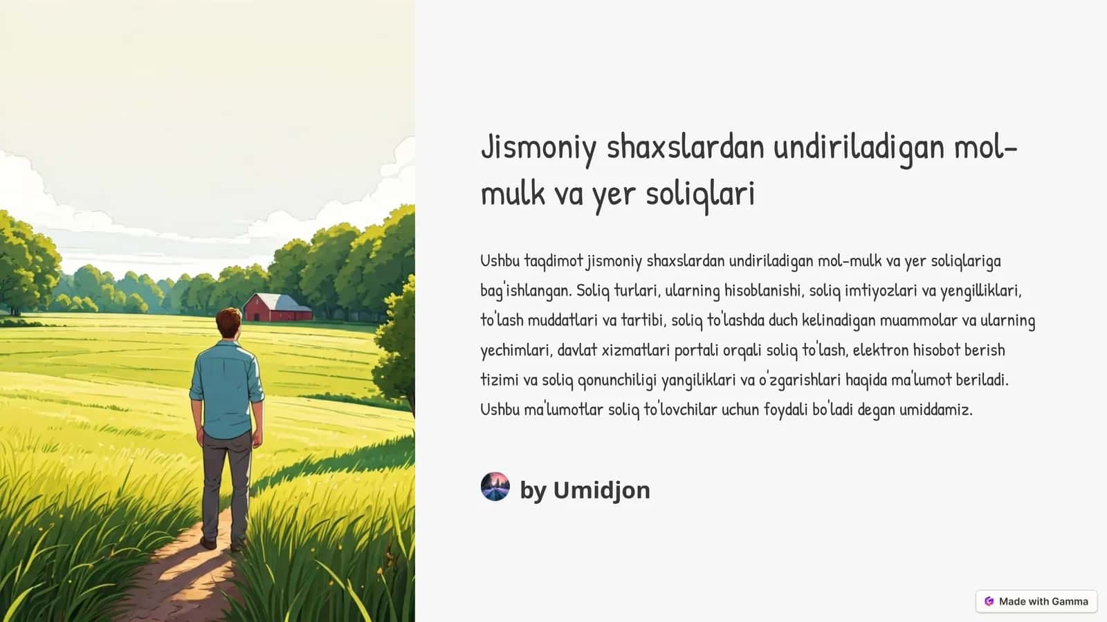 Undiriladigan mol-mulk va yer soliqlari 1