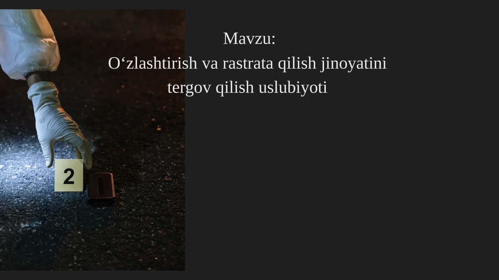 O‘zlashtirish va strata taqilish jinoyatini tergov qilish uslubi yo‘nalishi 1