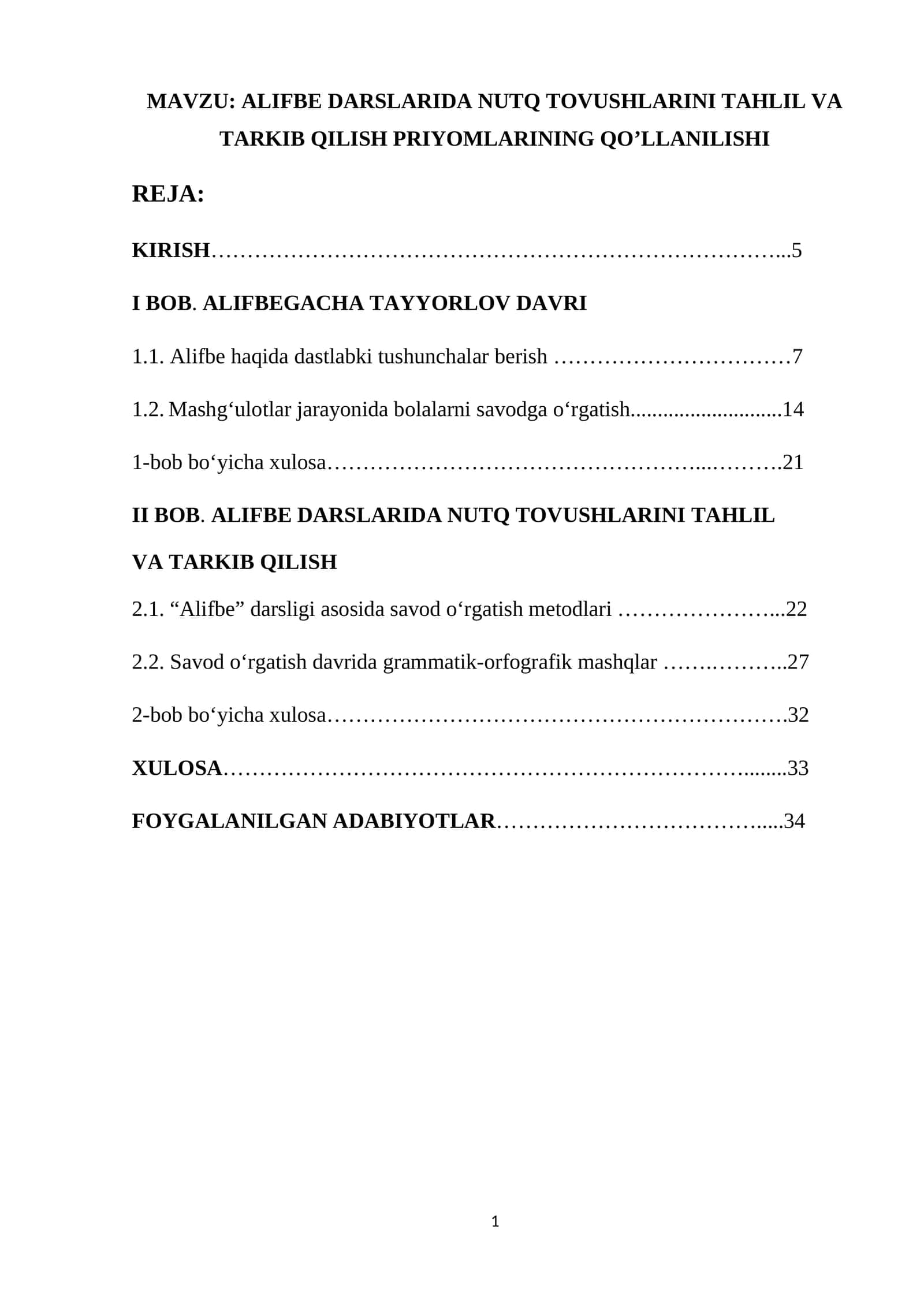 ALIFBE DARSLARIDA NUTQ TOVUSHLARINI TAHLIL VA TARKIB QILISH PRIYOMLARINING QO’LLANILISHI 1