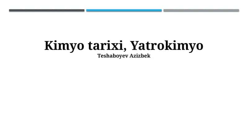 Kimyo tarixi, Yatrokimyo 1