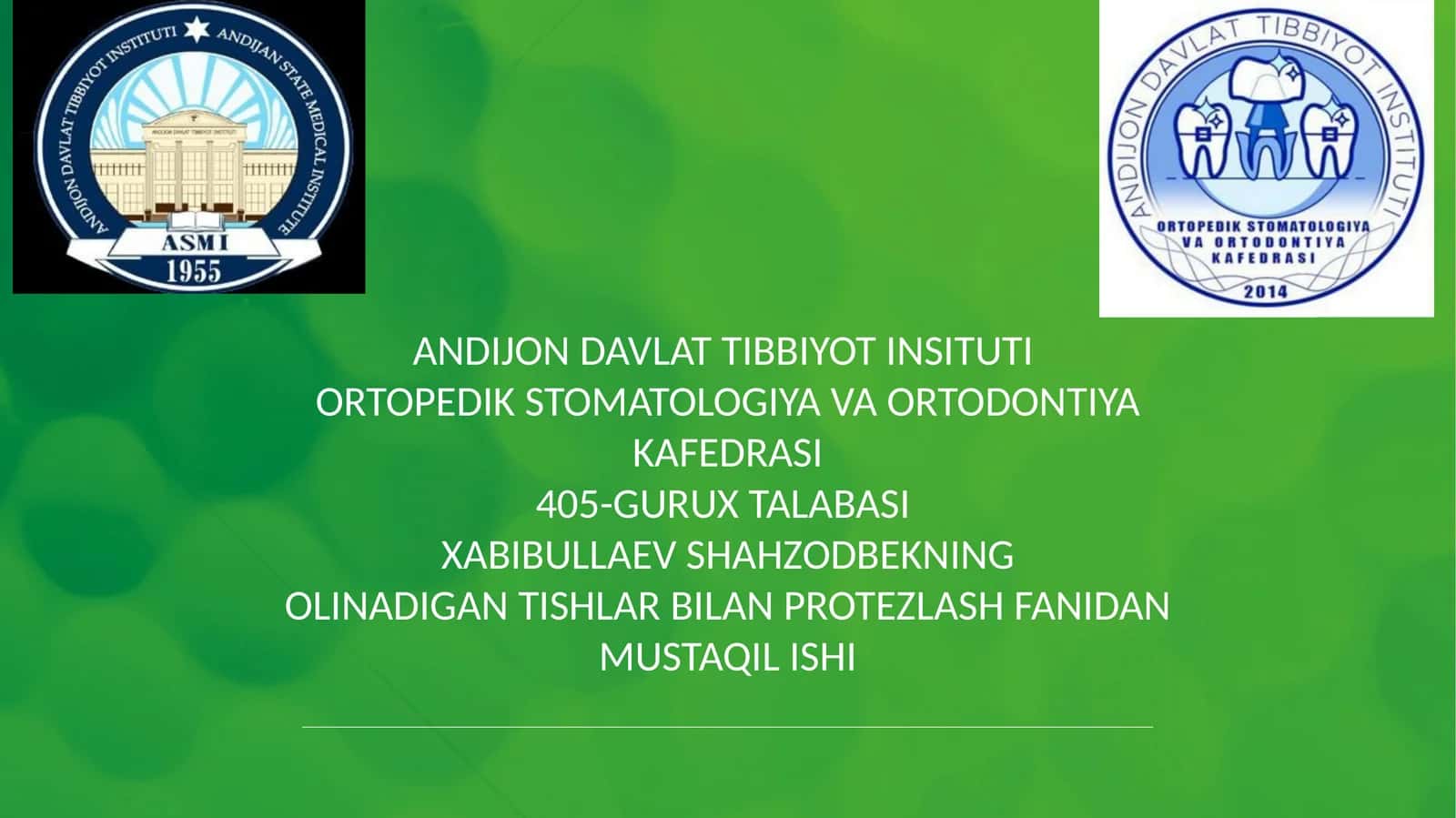 Olinadigan tishlar bilan protezlash fanidan mustaqil ish ppt. Mavzu:Yuza yoylarini joylashtirish. 1