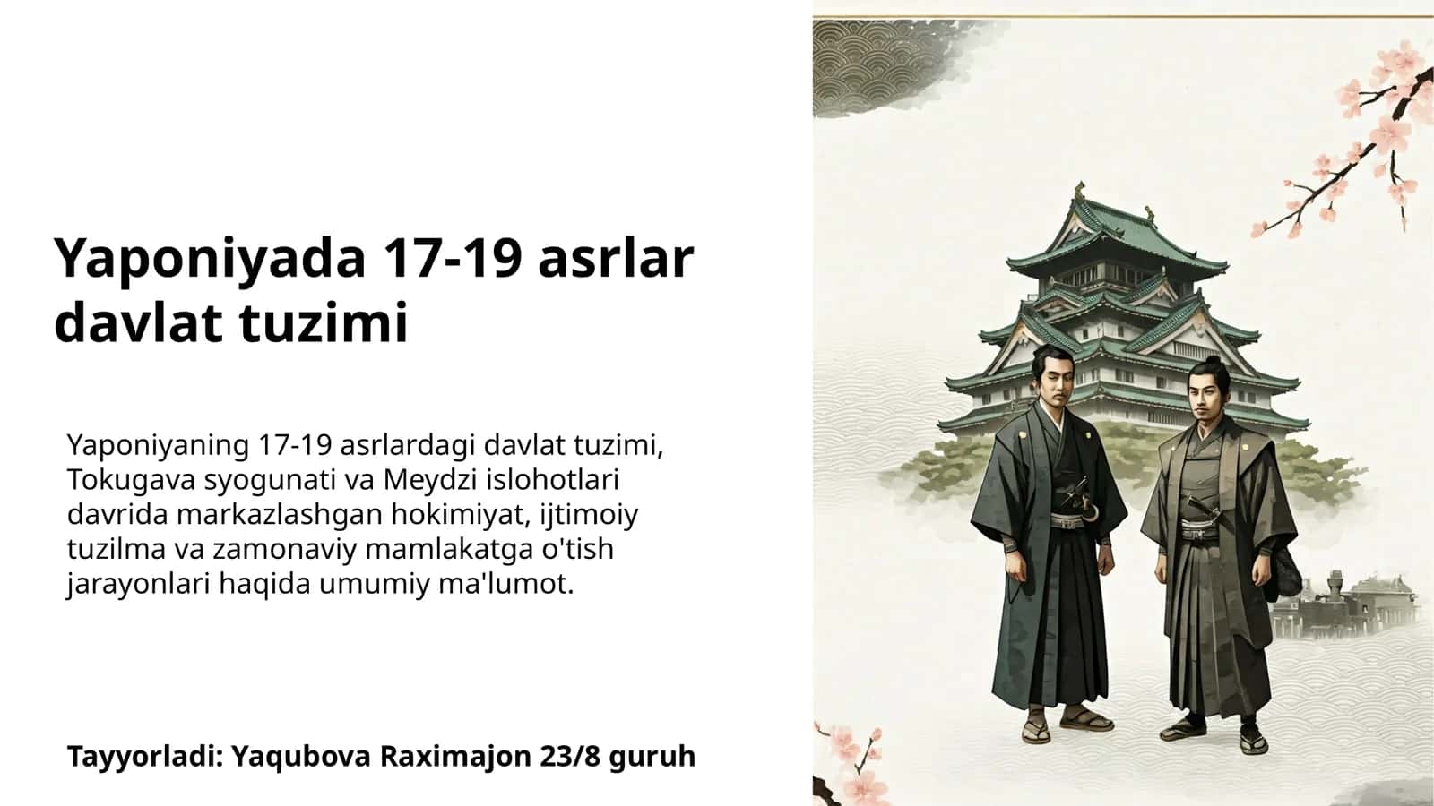 Syogunat tizimi va feodal davlat boshqaruvi tuzilishi 1