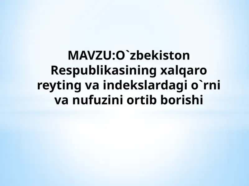 Xalqaro reyting vaindekslar 1