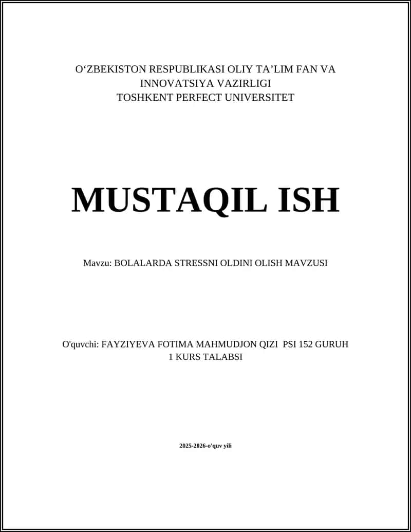 BOLALARDA STRESSNI OLDINI OLISH MAVZUSI 1