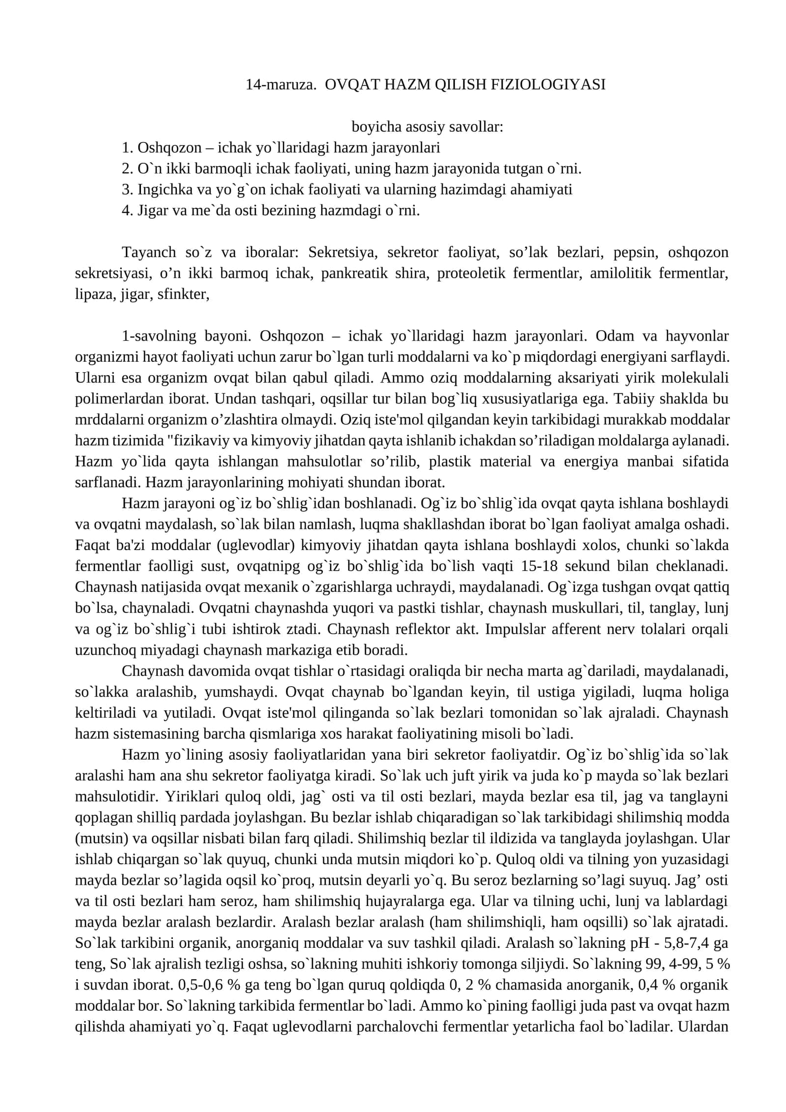 OVQAT HAZM QILISH FIZIOLOGIYASI 1