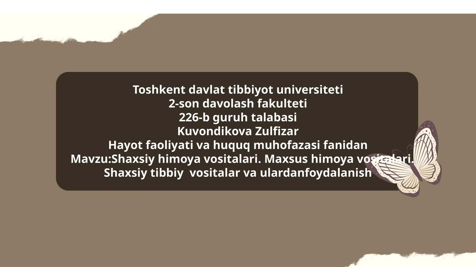 Shaxsiy himoya vositalari. Maxsus himoya vositalari. Shaxsiy tibbiy vositalar va ulardanfoydalanish 1