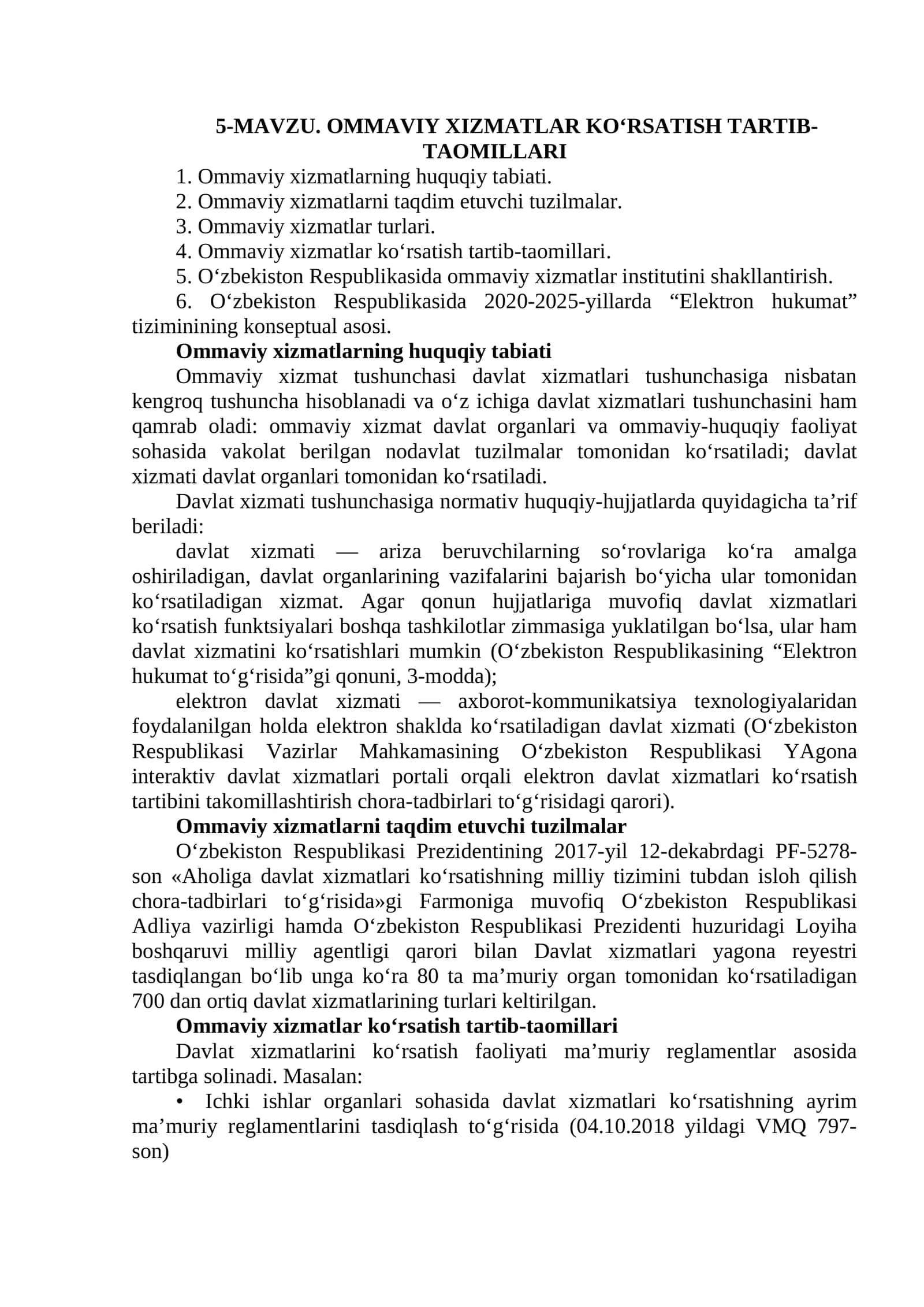 Ommaviy xizmatlarni taqdim etuvchi tuzilmalar 1