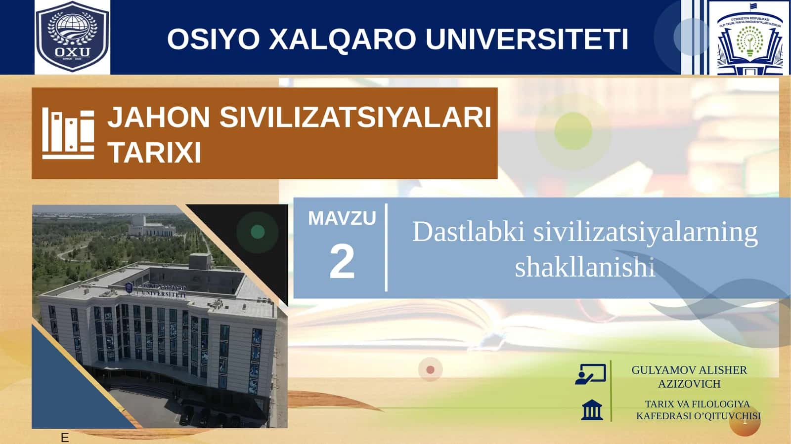JAHON SIVILIZATSIYALARI TARIXI 1