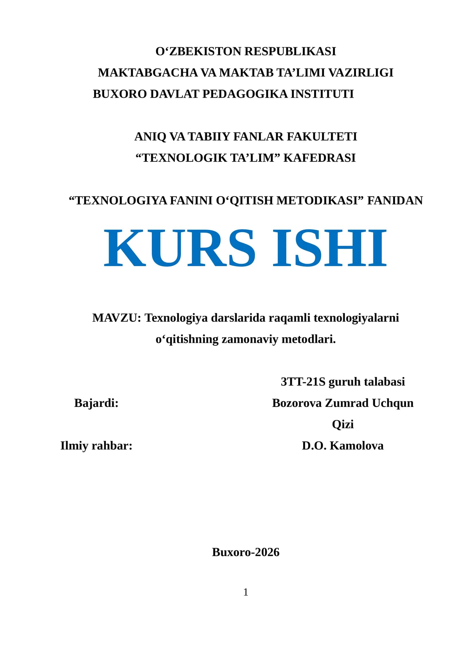 Texnologiya darslarida raqamli texnologiyalarni o‘qitishning zamonaviy metodlari 1
