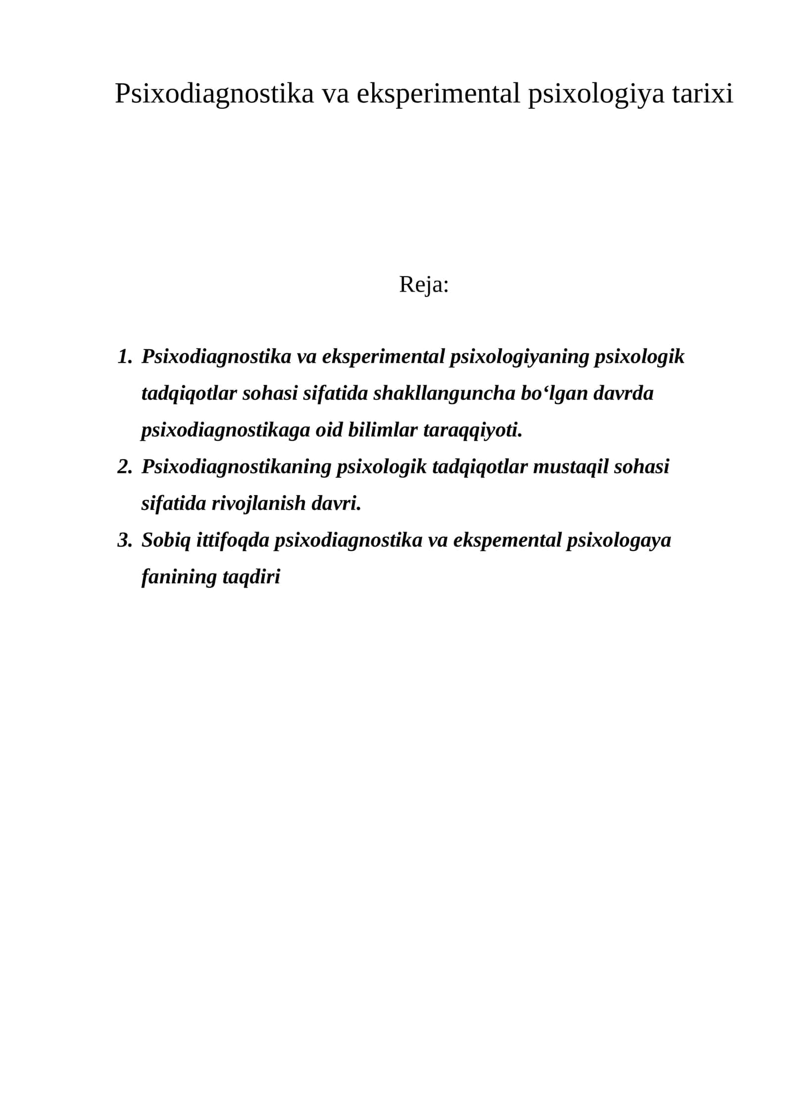 Psixodiagnostika va eksperimental psixologiya tarixi 1