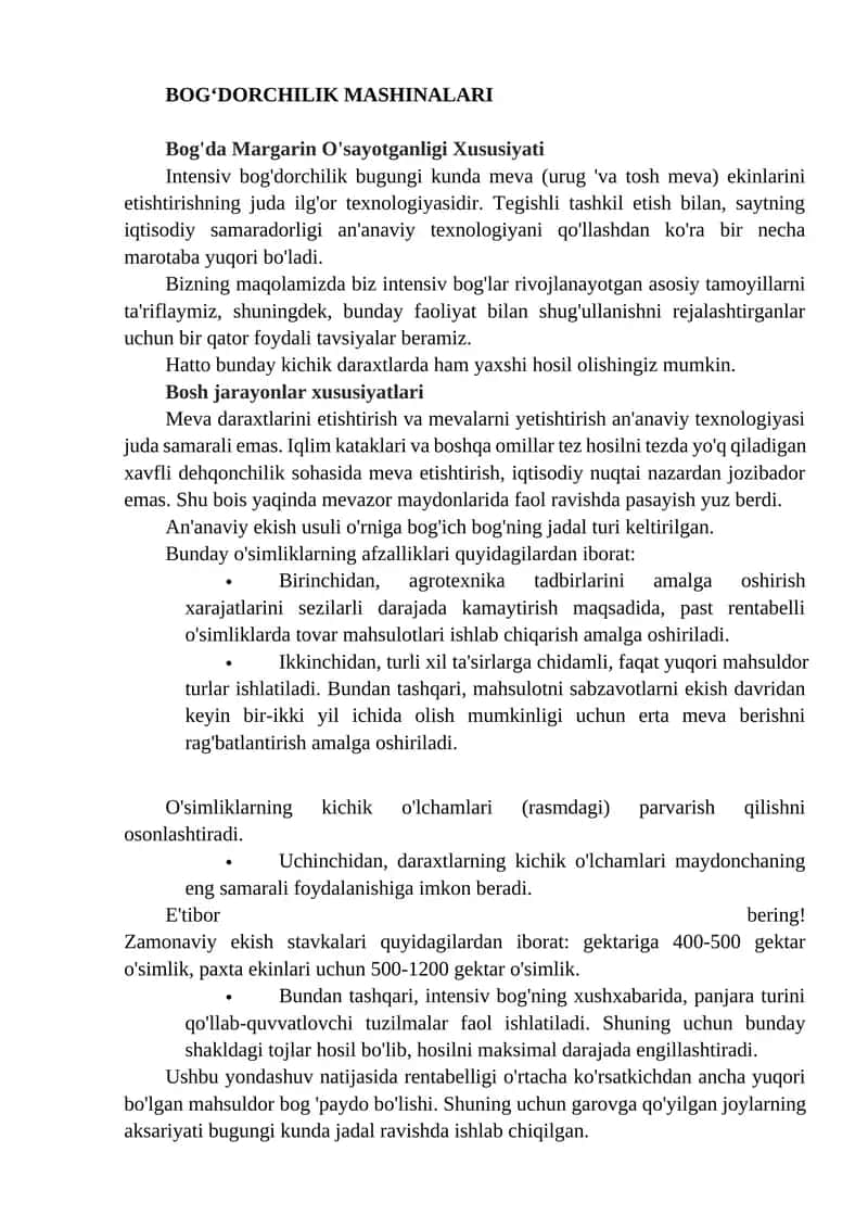 Bog‘dorchilik mashinalari 1
