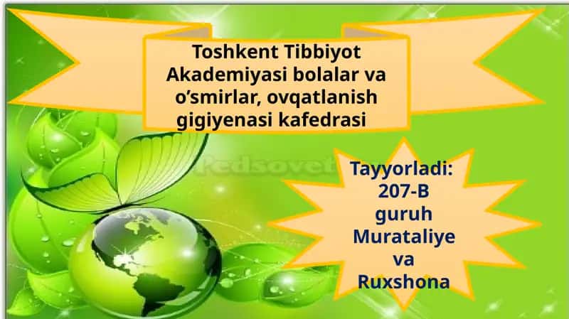 Toshkent Tibbiyot Akademiyasi bolalar va o'smirlar ovqatlanish gigiyenasikafedrasi 1