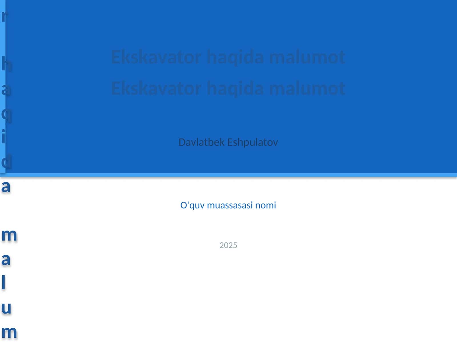Ekskavator haqida malumot 1