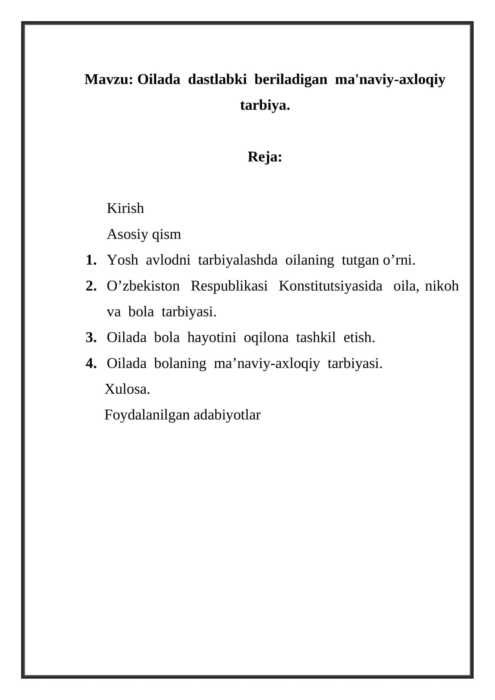 Oilada dastlabki beriladigan ma'naviy-axloqiy tarbiya 1