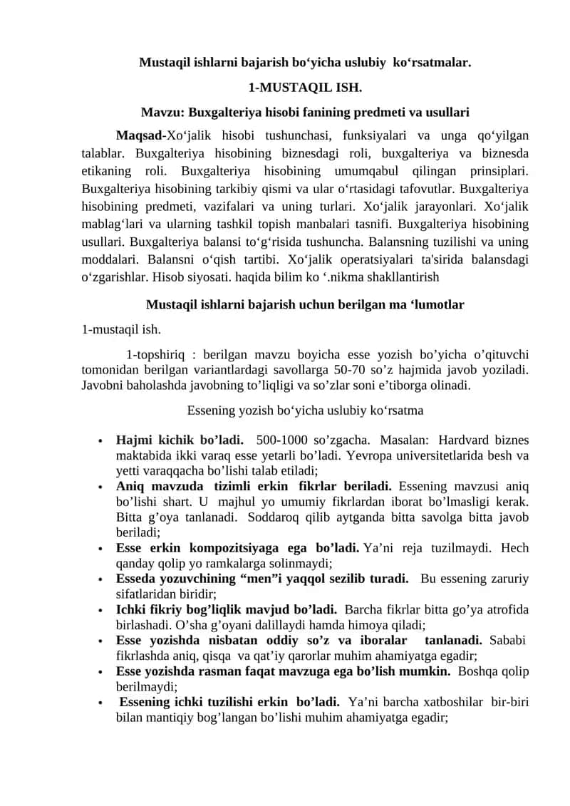Buxgalteriya hisobi fanining predmeti va usullari 1