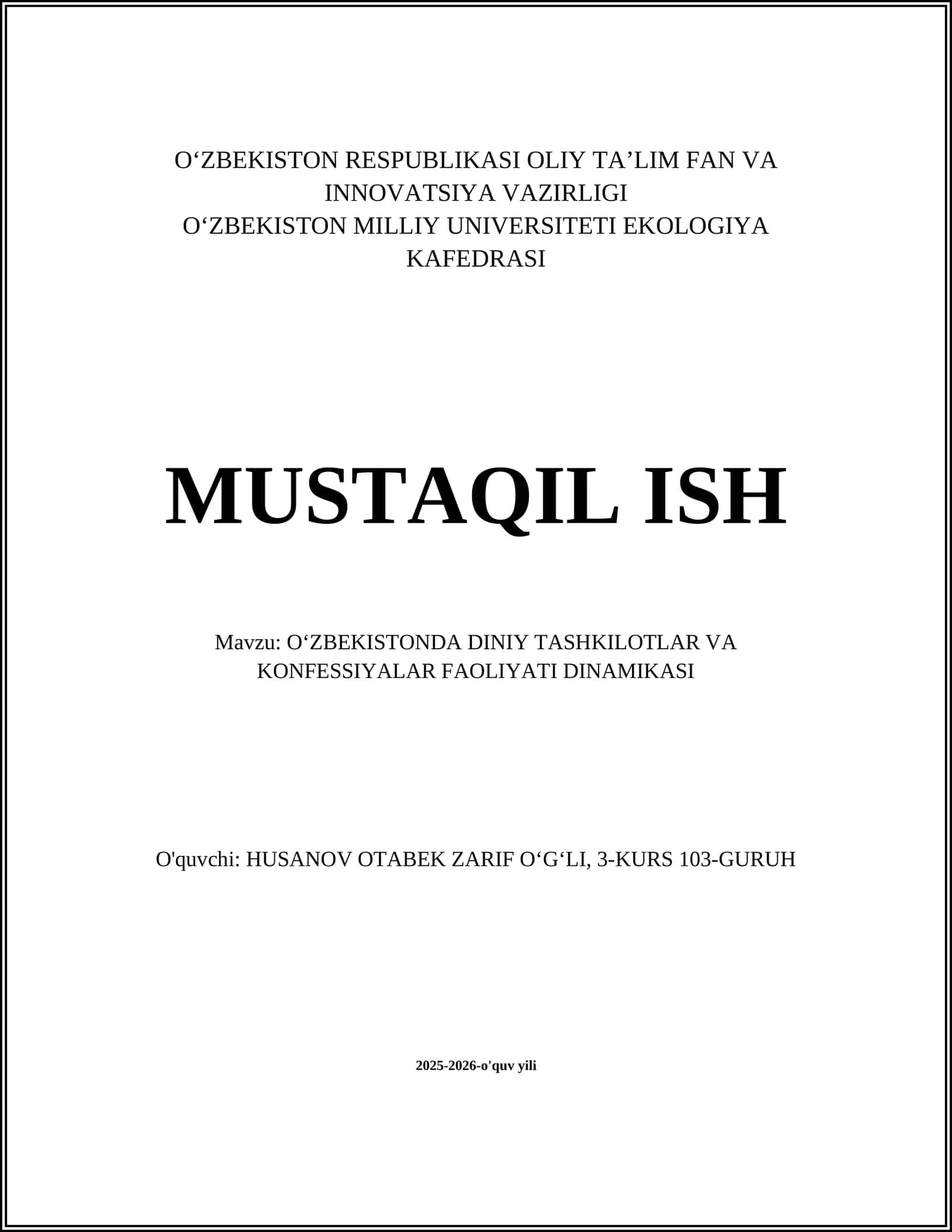Oʻzbekistonda diniy tashkilotlar va konfessiyalar faoliyati dinamikasi 1