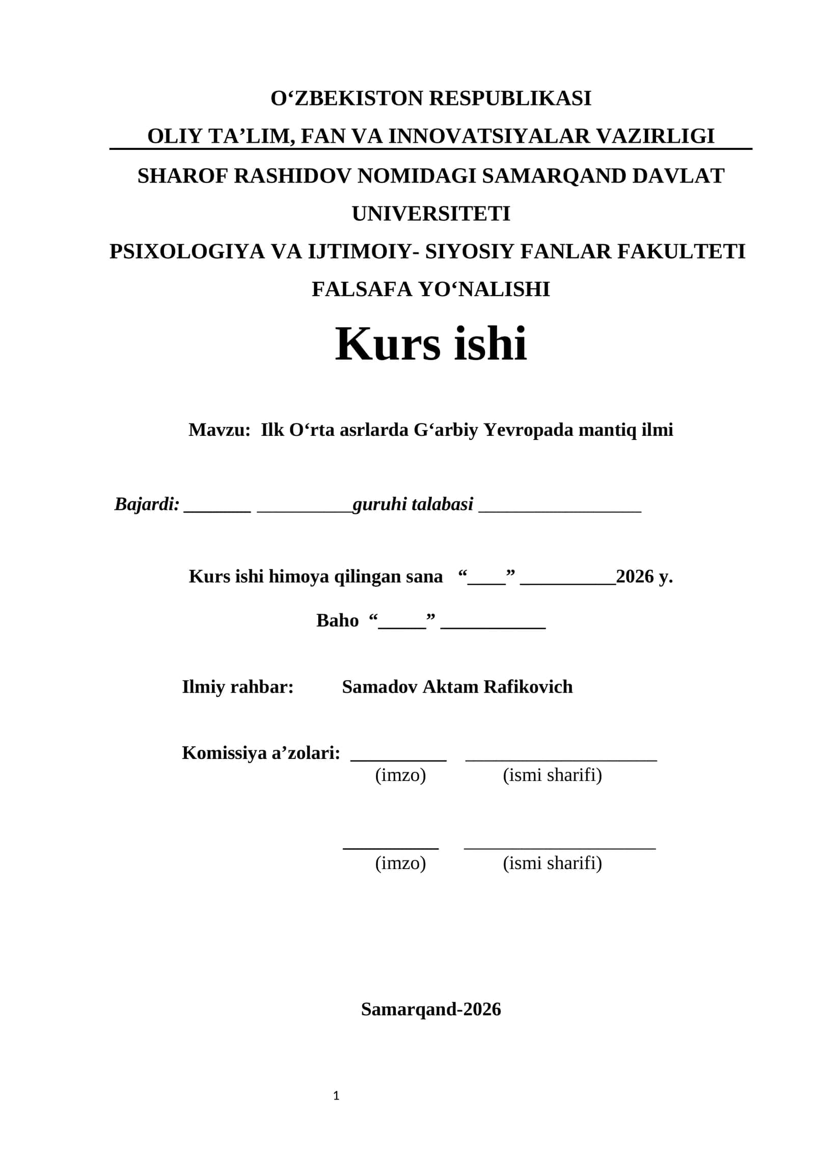 Ilk O‘rta asrlarda G‘arbiy Yevropada mantiq ilmi 1