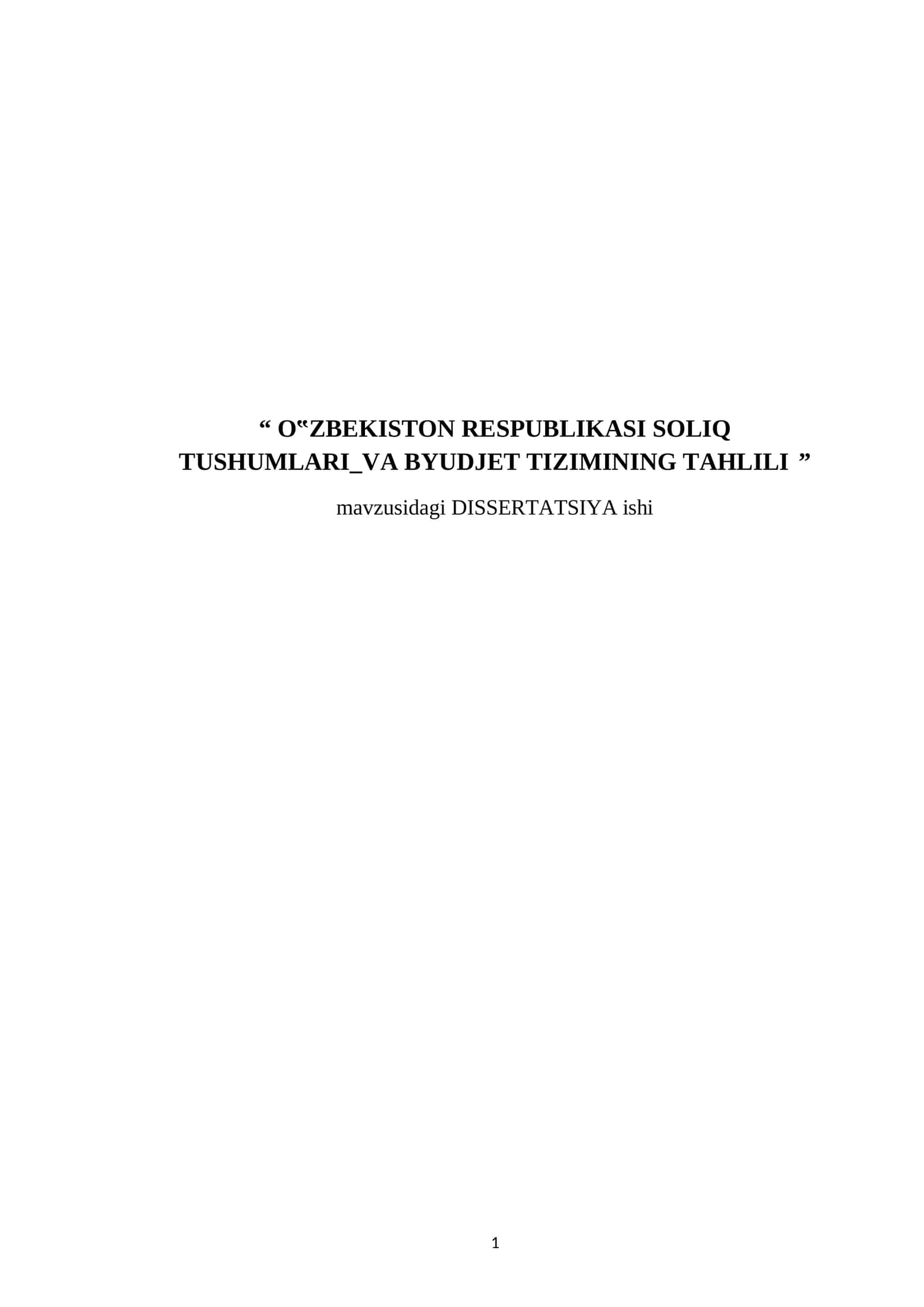 О‟ZBEKISTОN RESPUBLIKАSI SОLIQ TUSHUMLАRI_VА BYUDJET TIZIMINING TAHLILI 1