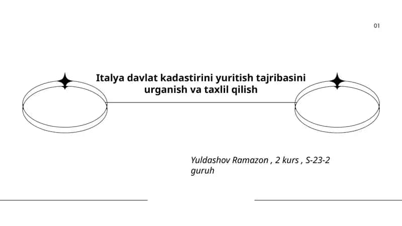 Italya davlat kadastirini yuritish tajribasini urganish va taxlil qilish 1