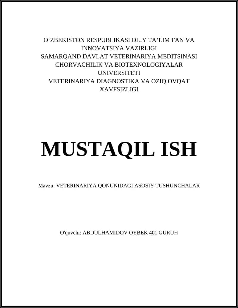 Veterinariya Qonunchiligi Tarixi 1