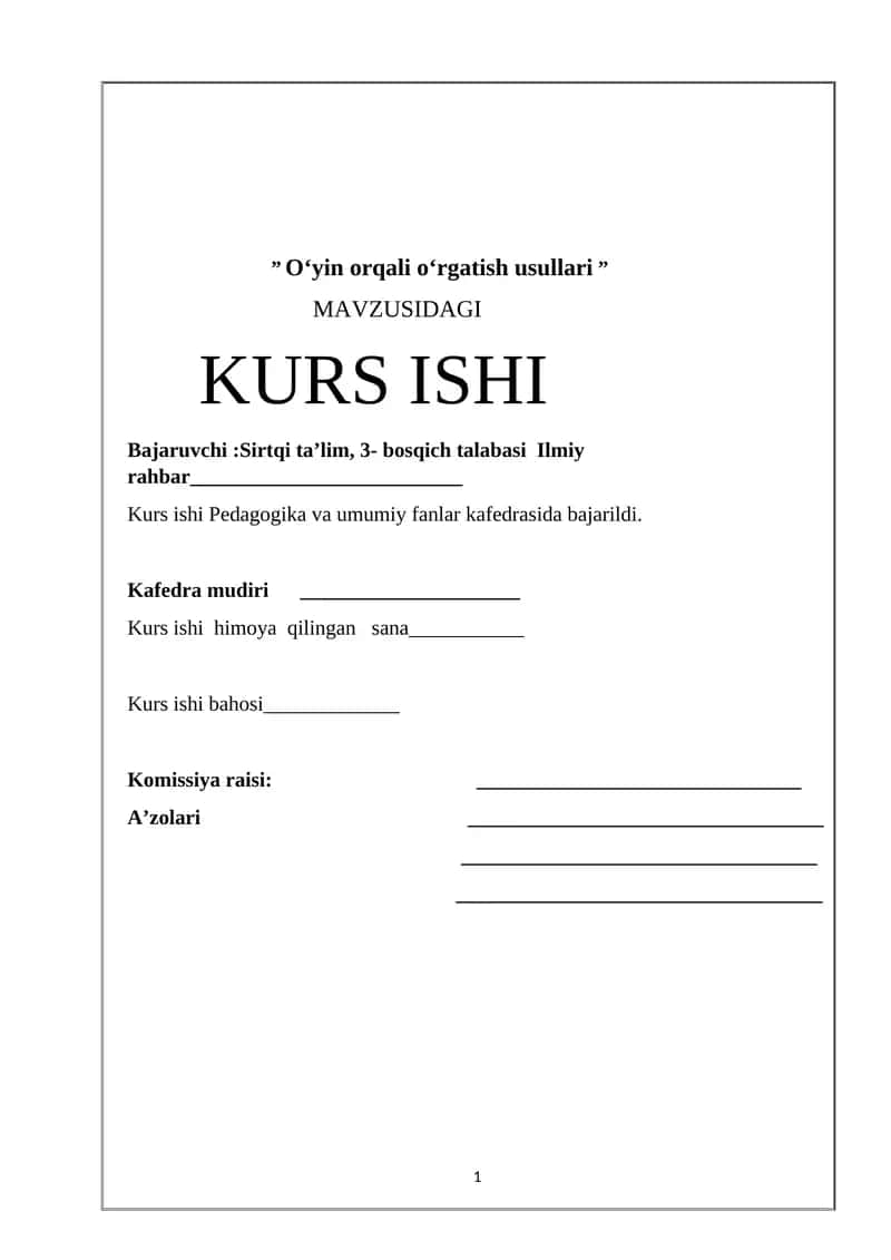 Oʻyin orqali oʻrgatish usullari 1