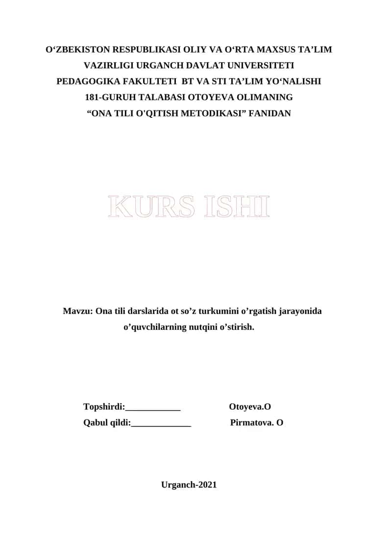 Ona tili o'qitish metodikasi 1