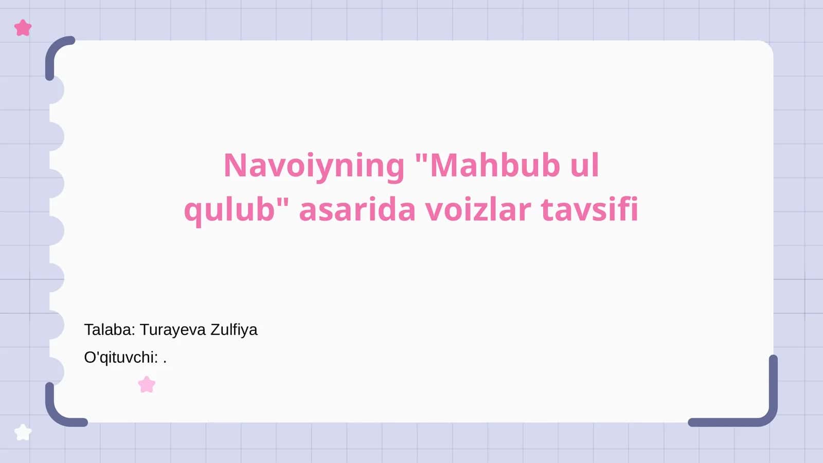 Navoiyning "Mahbub ul qulub" asarida voizlar tavsifi 1