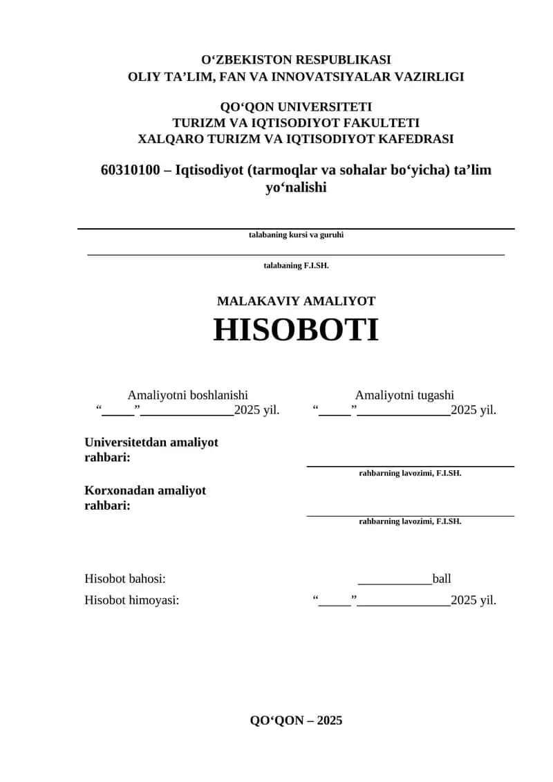 MALAKAVIY AMALIYOT HISOBOTI 1
