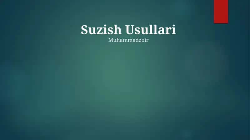 Suzish Usullari 1