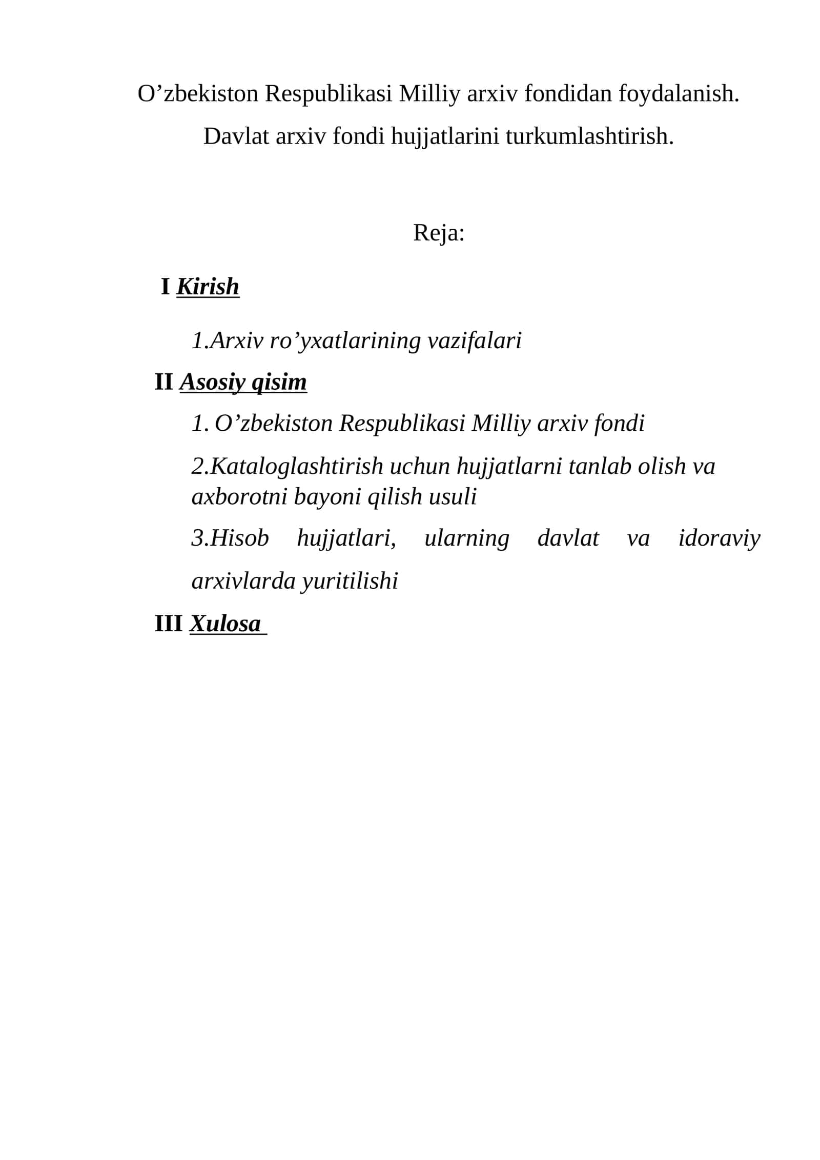 O’zbekiston Respublikasi Milliy arxiv fondidan foydalanish 1