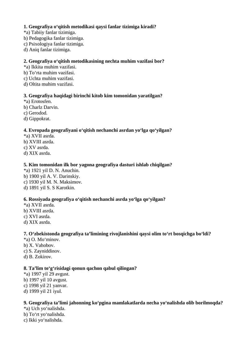 Geografiya o‘qitish metodikasi 1
