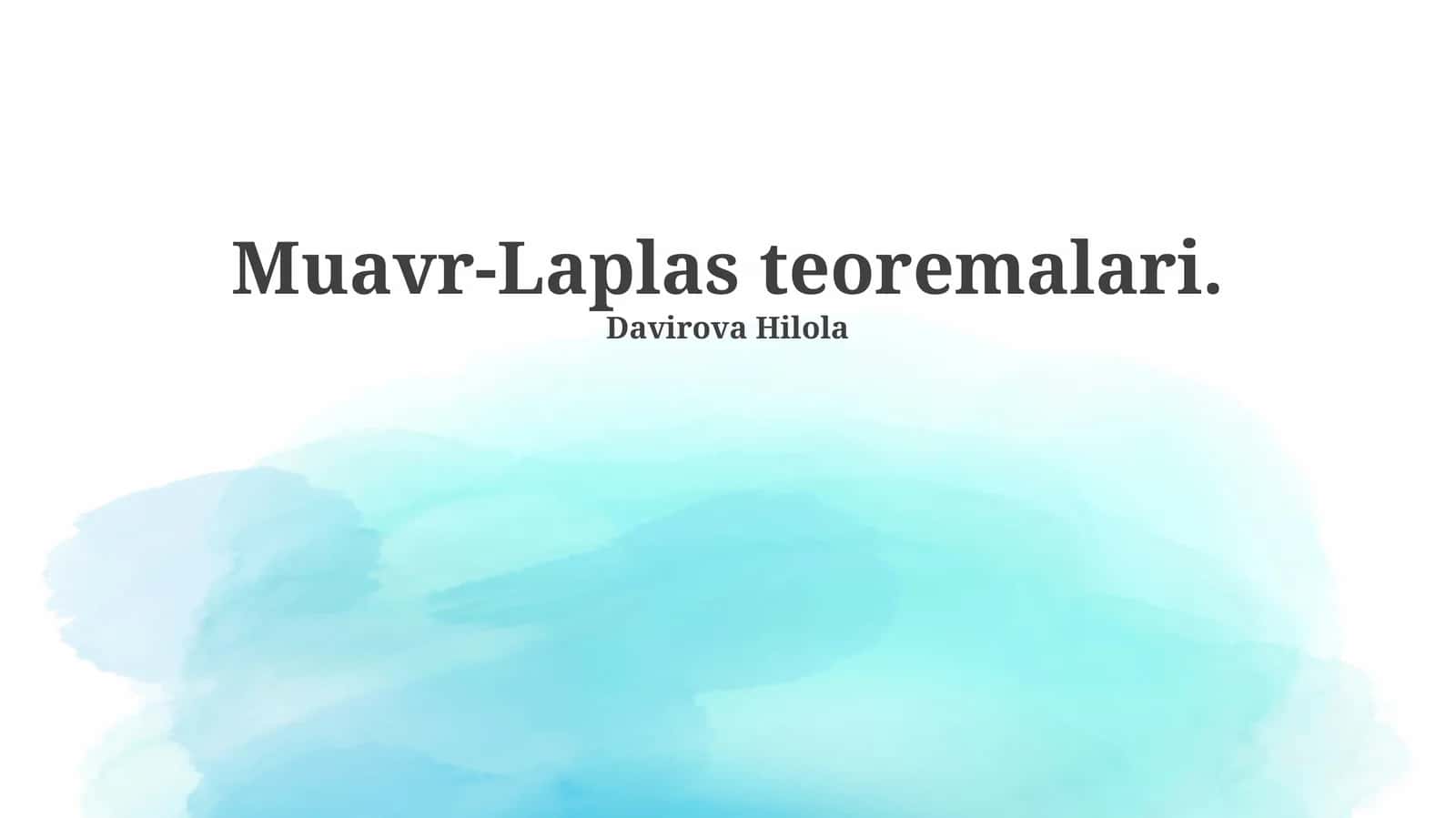 Muavr-Laplas teoremalari 1