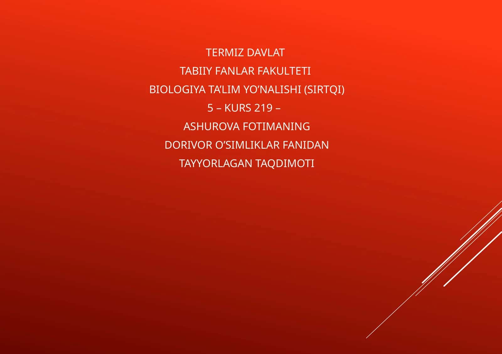 DORIVOR O'SIMLIKLAR TAQDIMOTI 1