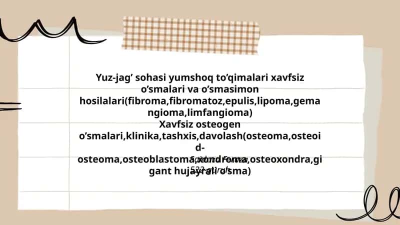 Yuz-jag’ sohasi yumshoq to’qimalari va o’smalari 1