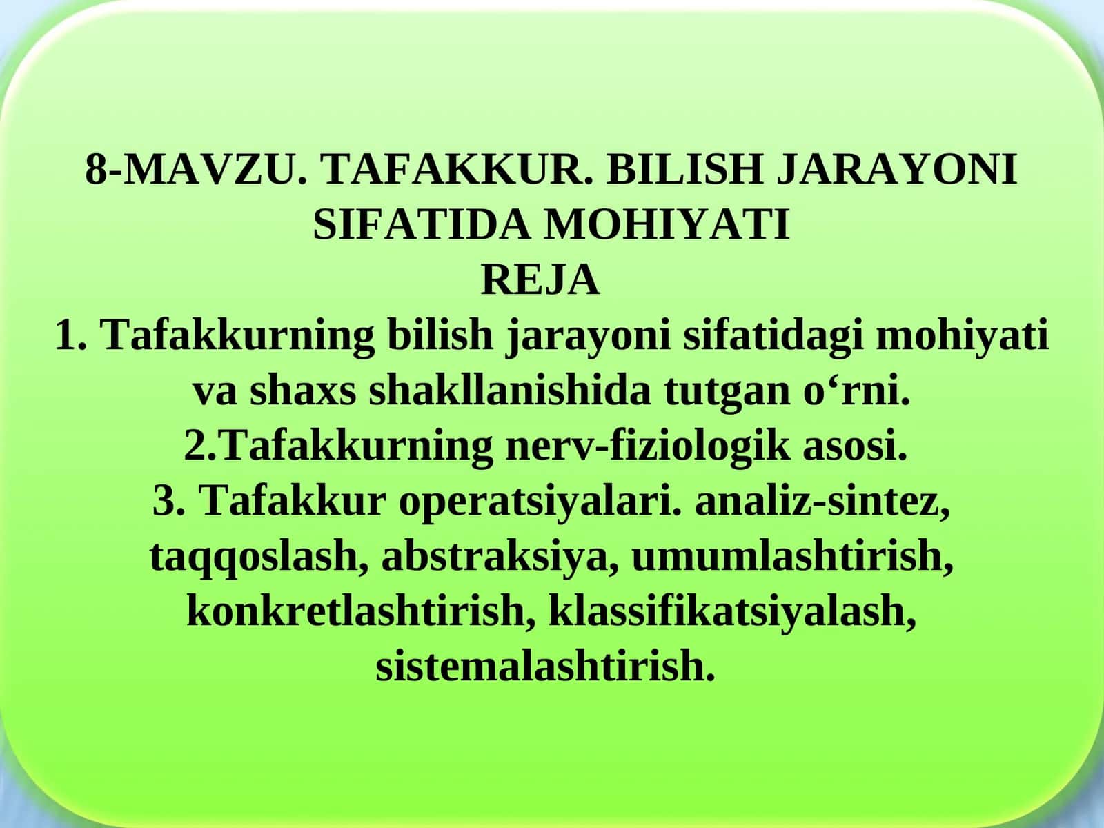 Tafakkur haqida tushuncha 1