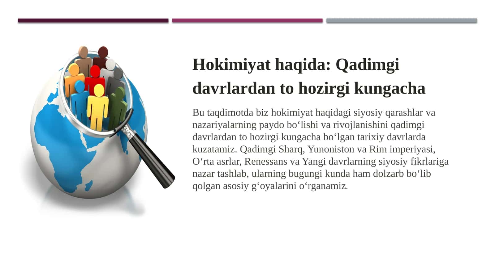 Hokimiyat haqida Qadimgi davrlardan to hozirgi kungacha 1