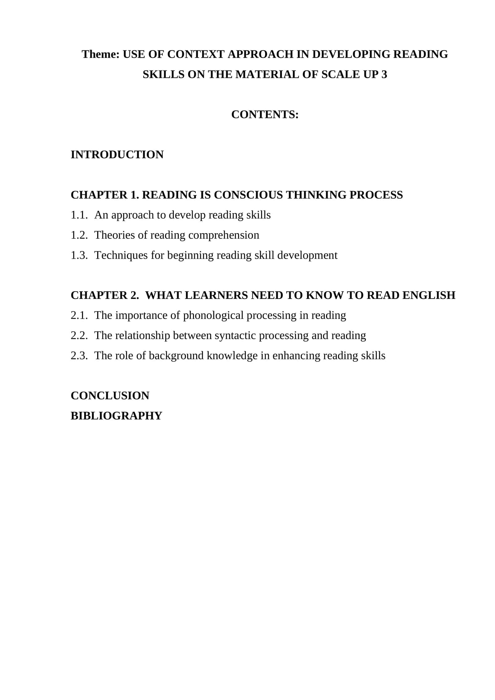 USE OF CONTEXT APPROACH IN DEVELOPING READING SKILLS ON THE MATERIAL OF SCALE UP 3 1