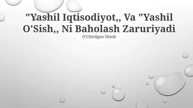 Yashil Iqtisodiyot 1