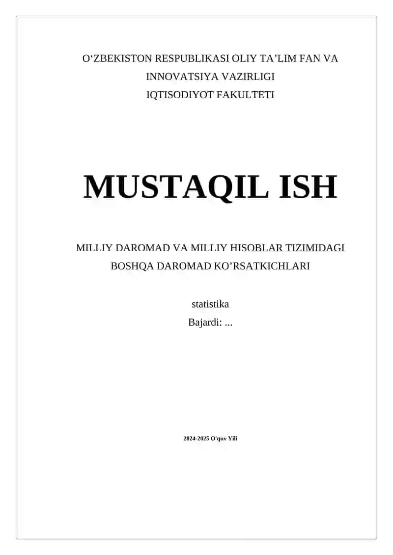 Milliy daromad va milliy hisoblar tizimi